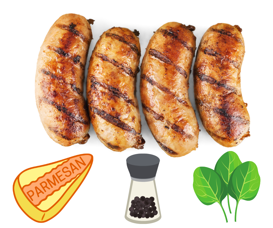 Parmesan, Black Pepper & Spinach 1.25kg Gourmet Sausage Meal