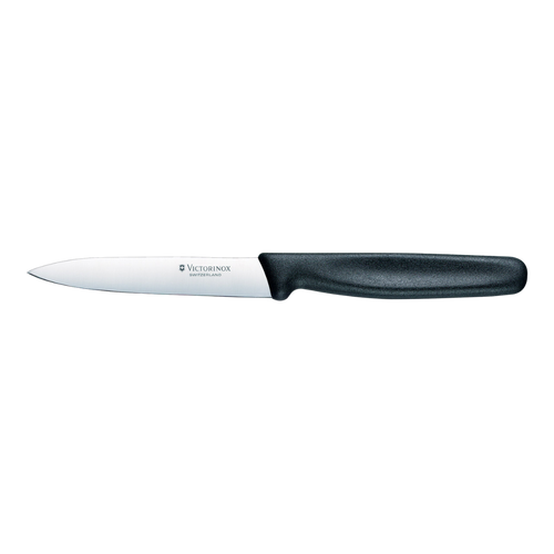 Victorinox Pointed Tip Paring Knife 10cm (4") Plain Edge Black Handle
