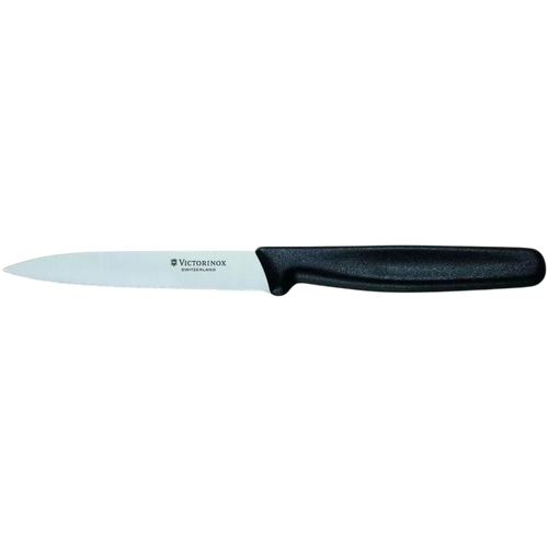 Victorinox Pointed Tip Paring Knife - 10cm (4") Serrated Edge Black Handle 5.0733