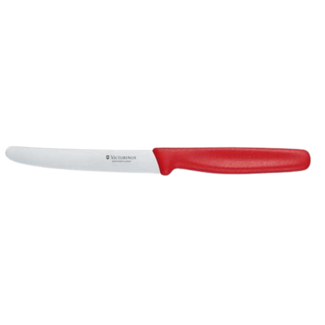 Victorinox Round Tip Steak Knife 10cm (4") Serrated Edge Red Handle