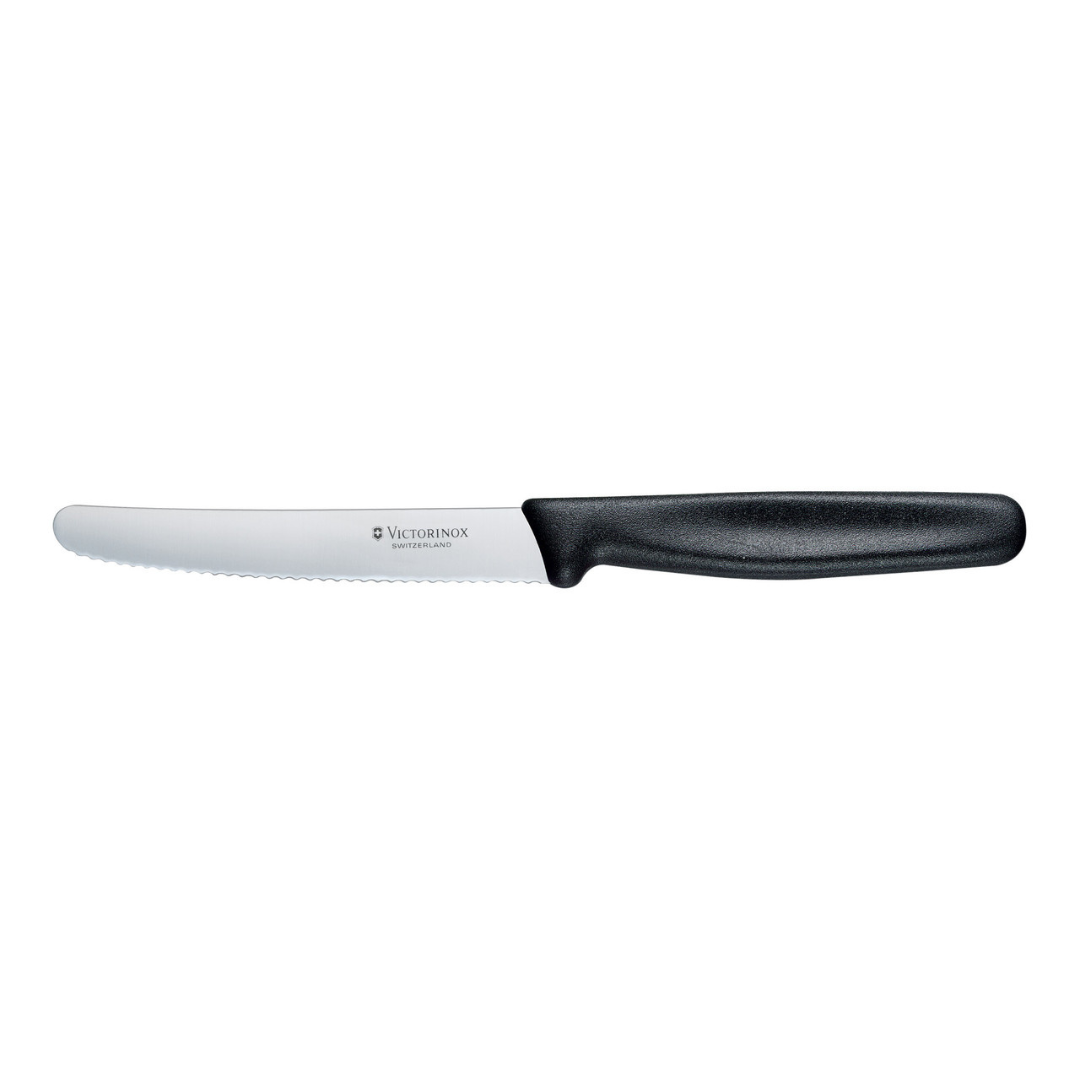 Victorinox Round Tip Steak Knife - 10cm (4") Serrated Edge Black Handle 5.0833