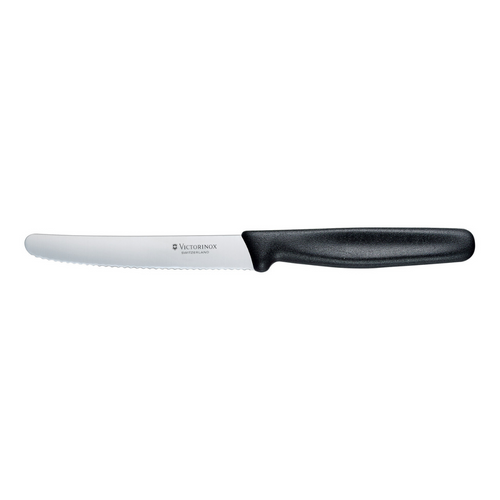 Victorinox Round Tip Steak Knife - 10cm (4") Serrated Edge Black Handle 5.0833