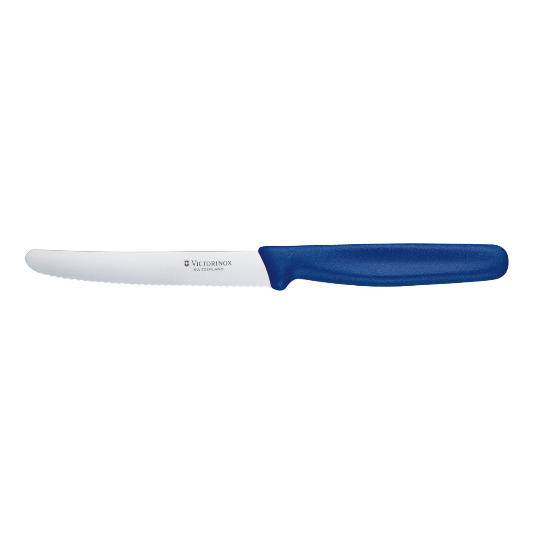 Victorinox Round Tip Steak Knife 10cm (4") Serrated Edge Blue Handle