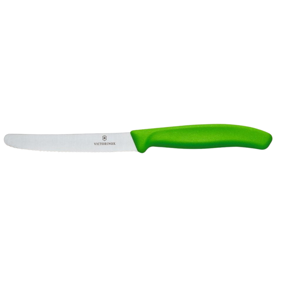 Victorinox Round Tip Steak Knife 10cm (4") Serrated Edge Green Handle