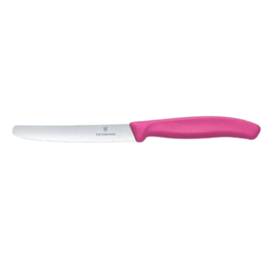 Victorinox Round Tip Steak Knife 10cm (4") Serrated Edge Pink Handle
