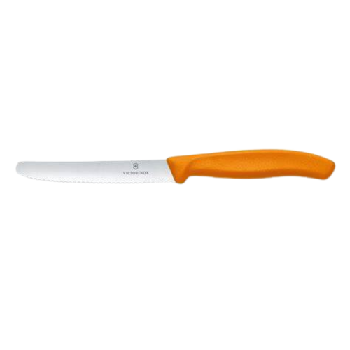 Victorinox Round Tip Steak Knife 10cm (4") Serrated Edge Orange Handle