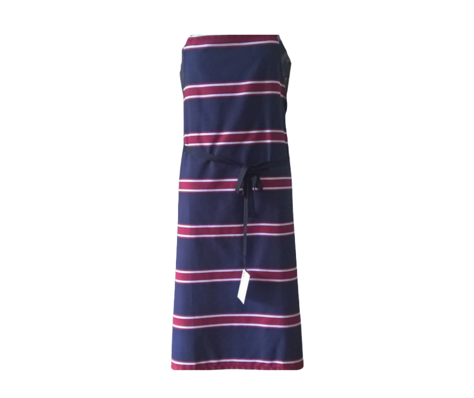 Butchers Apron - Navy/Red/White Stripe - Bib Full Length