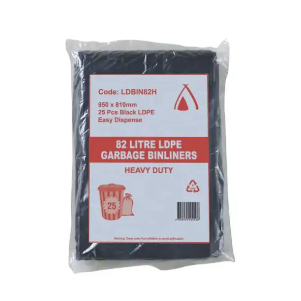 Bin Liners 82L Heavy Duty Black - 950 x 810 + Side Seal