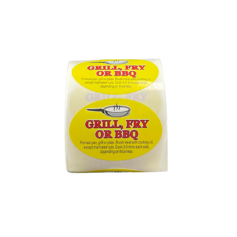 Label - Grill, Fry or BBQ Roll of 500