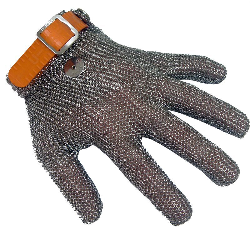 Chain Mesh Glove Wrist Length XLrg Orange