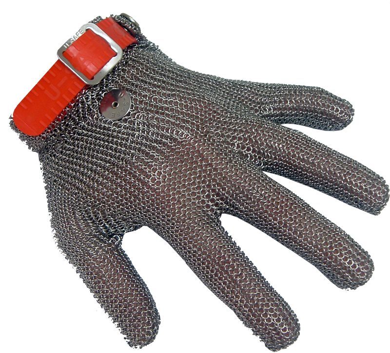 Chain Mesh Glove Wrist Length Med Red
