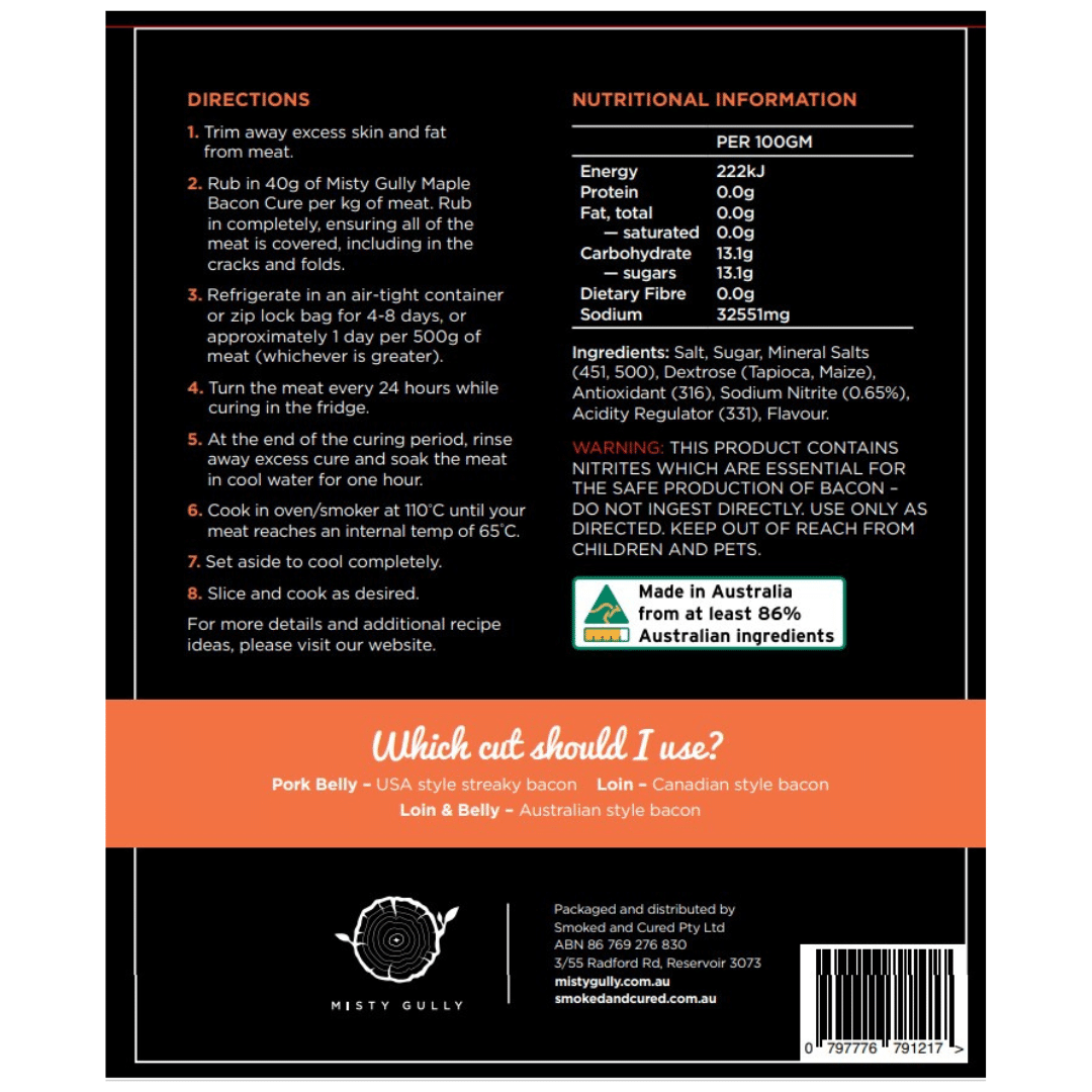 Maple Bacon Cure Directions