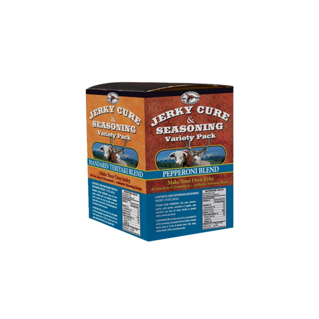 Jerky Cure & Seasoning Variety Box #2: Mandarin, Teriyaki, Pepperoni, Sweet & Spicy, Inferno & Pepper